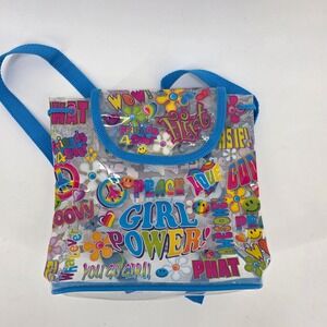 Vintage Lisa Frank Girl Power Clear Vinyl Mini Backpack Y2K Blue Trim Groovy